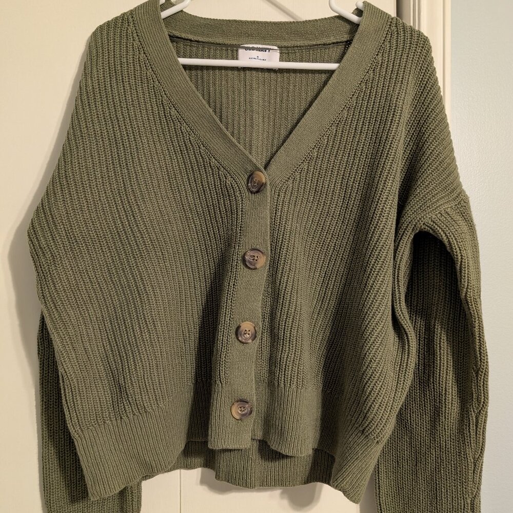 Old Navy V-Neck Shaker-Stitch Cardigan Sweater Green